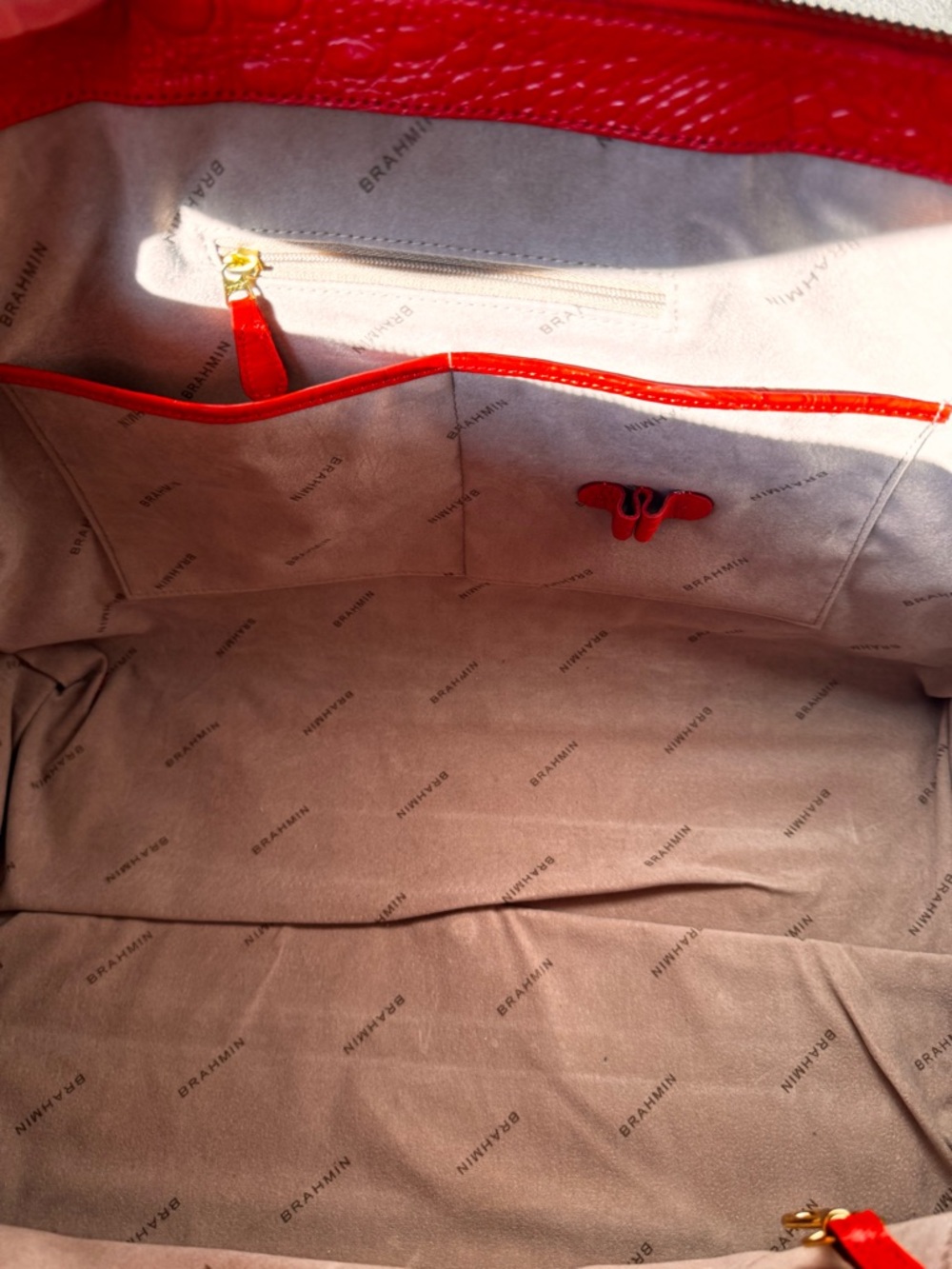 Brahmin Red Croc-Embossed Weekender - Picture 7 of 9